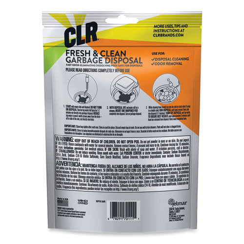 Image of CLR PRO® Fresh and Clean Garbage Disposal, Fresh Scent, 5 Pods/Pack, 6 Packs/Carton