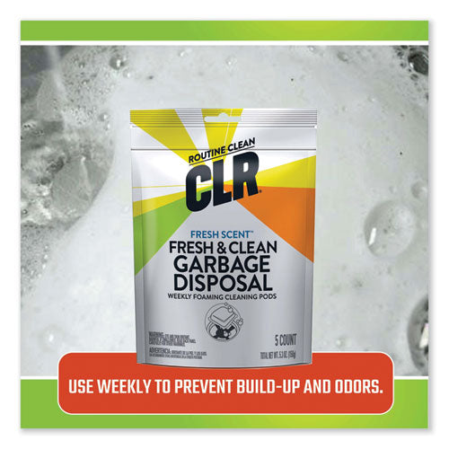 Image of CLR PRO® Fresh and Clean Garbage Disposal, Fresh Scent, 5 Pods/Pack, 6 Packs/Carton