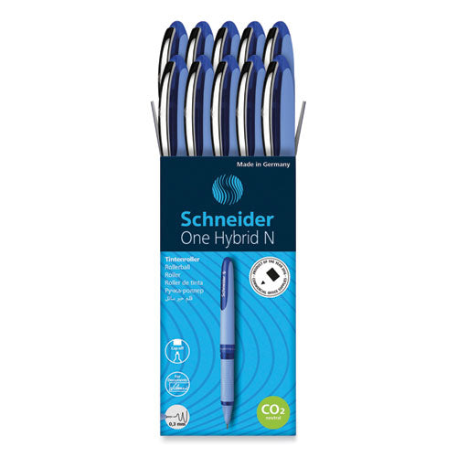 Image of Schneider® One Hybrid N Rollerball Pen, Stick, Extra-Fine 0.3 mm, Blue Ink, Blue Barrel, 10/Box