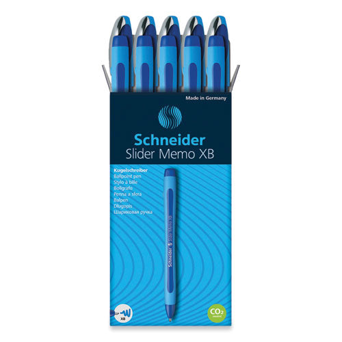 Image of Schneider® Slider Memo Xb Ballpoint Pen, Stick, Extra-Bold 1.4 Mm, Blue Ink, Blue/light Blue Barrel, 10/box