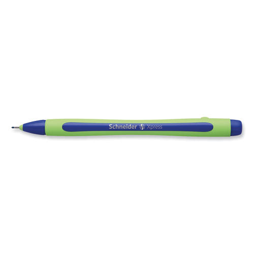Image of Schneider® Xpress Fineliner Porous Point Pen, Stick, Medium 0.8 Mm, Blue Ink, Blue/green Barrel, 10/box