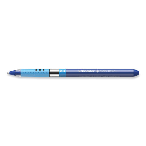 Image of Schneider® Slider Basic Ballpoint Pen, Stick, Extra-Bold 1.4 mm, Blue Ink, Blue Barrel, 10/Box