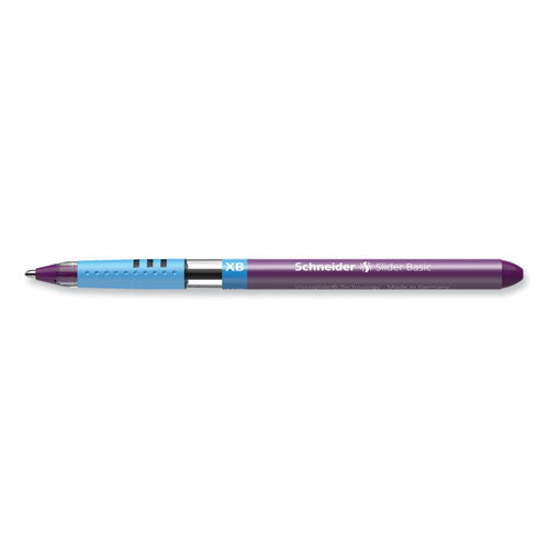 Image of Schneider® Slider Basic Ballpoint Pen, Stick, Extra-Bold 1.4 mm, Violet Ink, Violet Barrel, 10/Box