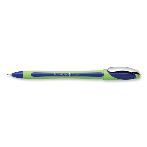 Image of Schneider® Xpress Fineliner Porous Point Pen, Stick, Medium 0.8 Mm, Blue Ink, Blue/green Barrel, 10/box