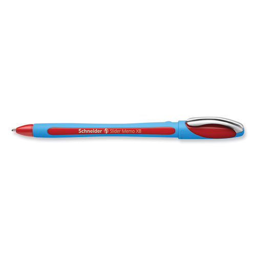 Image of Schneider® Slider Memo XB Ballpoint Pen, Stick, Extra-Bold 1.4 mm, Red Ink, Red/Light Blue Barrel, 10/Box