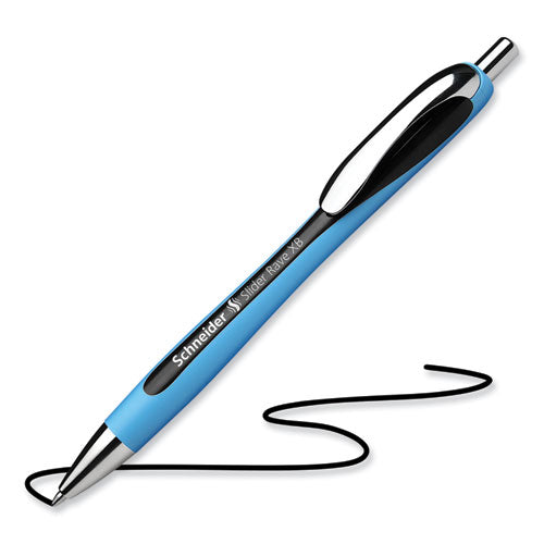 Image of Schneider® Slider Rave XB Ballpoint Pen, Retractable, Extra-Bold 1.4 mm, Black Ink, Black/Light Blue Barrel