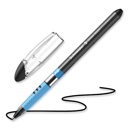 Image of Schneider® Slider Basic Ballpoint Pen, Stick, Extra-Bold 1.4 mm, Black Ink, Black Barrel, 10/Box