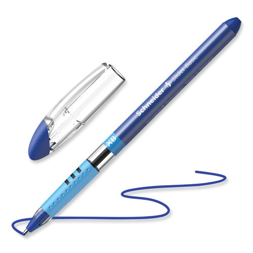 Image of Schneider® Slider Basic Ballpoint Pen, Stick, Extra-Bold 1.4 mm, Blue Ink, Blue Barrel, 10/Box