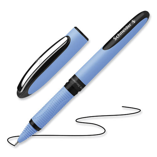 Image of Schneider® One Hybrid N Rollerball Pen, Stick, Fine 0.5 mm, Black Ink, Blue Barrel, 10/Box