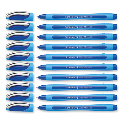 Image of Schneider® Slider Memo Xb Ballpoint Pen, Stick, Extra-Bold 1.4 Mm, Blue Ink, Blue/light Blue Barrel, 10/box