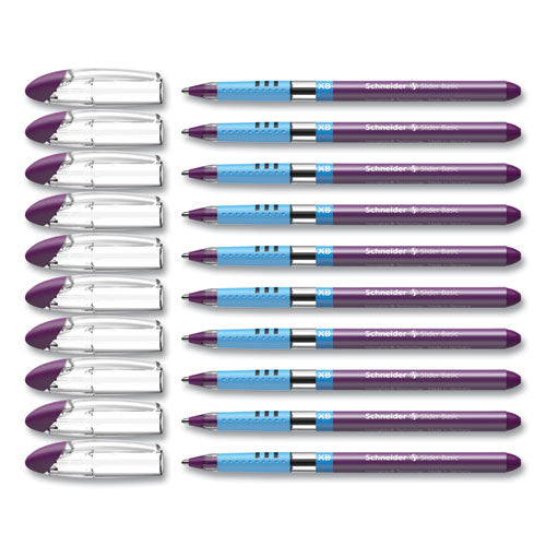 Image of Schneider® Slider Basic Ballpoint Pen, Stick, Extra-Bold 1.4 mm, Violet Ink, Violet Barrel, 10/Box