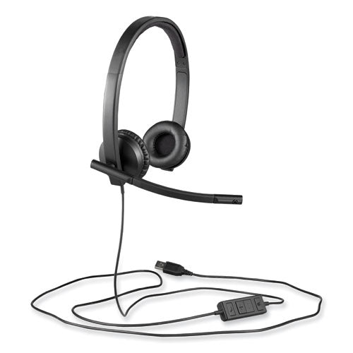 Image of Logitech® H570e Binaural Over The Head Wired Headset, Black