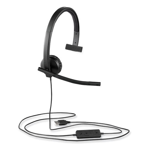 Image of Logitech® H570e Monaural Over The Head Wired Headset, Black