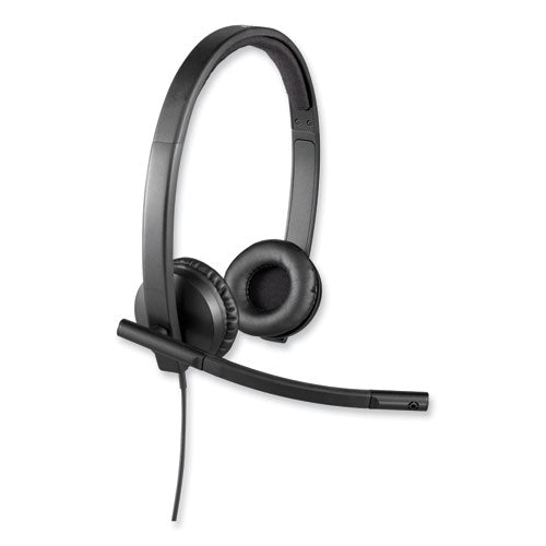 Image of Logitech® H570e Binaural Over The Head Wired Headset, Black