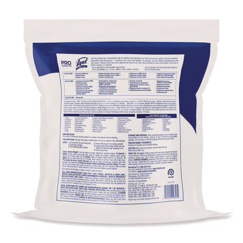 Image of LYSOL® Brand Professional Disinfecting Wipe Bucket Refill, 1-Ply, 6 x 8, Lemon and Lime Blossom, White, 800 Wipes/Bag, 2 Refill Bags/CT