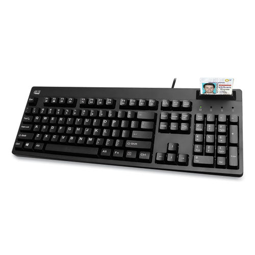 Image of Adesso EasyTouch Smart Card Reader Keyboard AKB-630SB-TAA, 104 Keys, Black