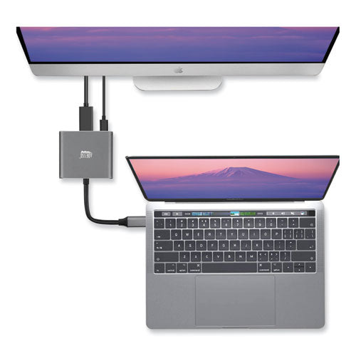 Image of Adesso 3-in-1 USB-C Multi-Port TAA Compliant Docking Station, HDMI, USB-C, USB 3 A+PD, Black/Gray