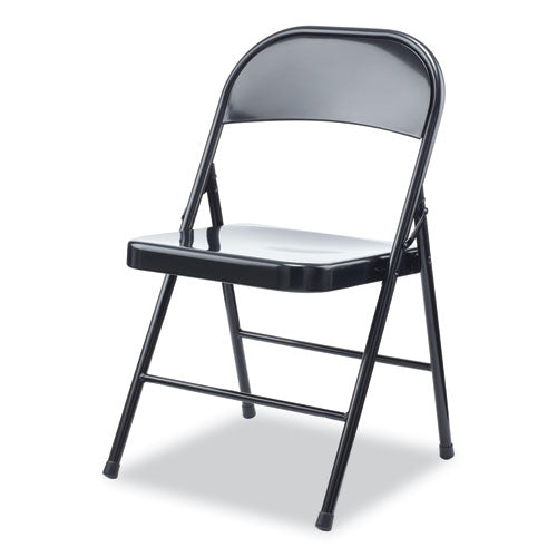 Image of Alera® Armless Steel Folding Chair, Supports Up to 275 lb, Black Seat, Black Back, Black Base, 4/Carton
