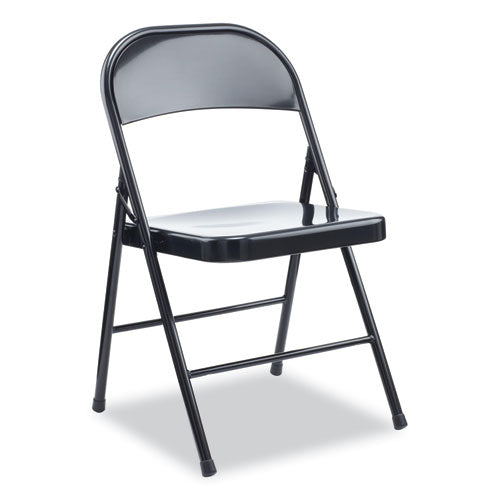 Image of Alera® Armless Steel Folding Chair, Supports Up to 275 lb, Black Seat, Black Back, Black Base, 4/Carton