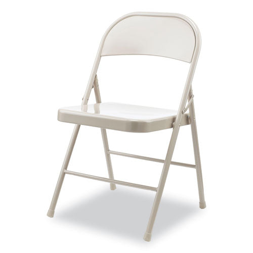 Image of Alera® Armless Steel Folding Chair, Supports Up to 275 lb, Taupe Seat, Taupe Back, Taupe Base, 4/Carton