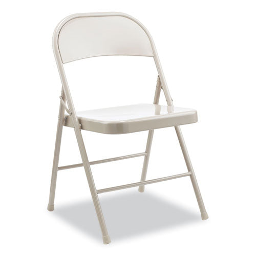 Image of Alera® Armless Steel Folding Chair, Supports Up to 275 lb, Taupe Seat, Taupe Back, Taupe Base, 4/Carton