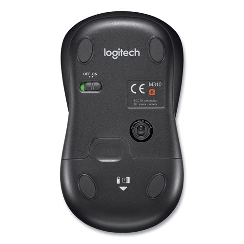 Image of Logitech® M310 Wireless Mouse, 2.4 Ghz Frequency/30 Ft Wireless Range, Left/right Hand Use, Silver/black