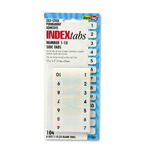 Image of Redi-Tag® Legal Index Tabs, Preprinted Numeric: 1 to 10, 1/12-Cut, White, 0.44" Wide, 104/Pack