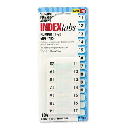 Image of Redi-Tag® Legal Index Tabs, Preprinted Numeric: 11 to 20, 1/12-Cut, White, 0.44" Wide, 104/Pack