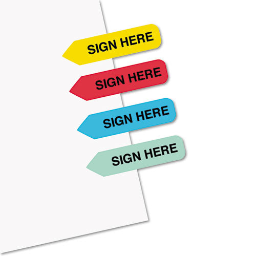Image of Redi-Tag® Mini Arrow Page Flags, "sign Here", Blue/mint/red/yellow, 126 Flags/pack