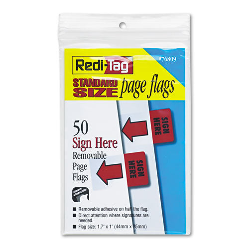 Image of Redi-Tag® Removable/reusable Page Flags, "sign Here", Red, 50/pack