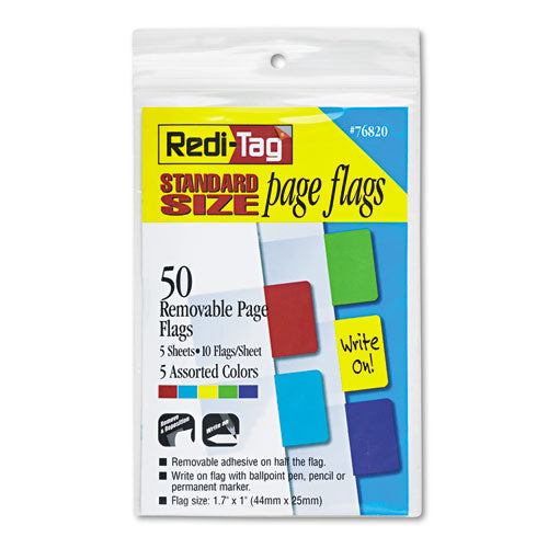 Image of Redi-Tag® Removable Page Flags, Red/blue/green/yellow/purple, 10/color, 50/pack