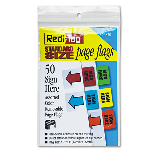 Image of Redi-Tag® Removable Page Flags, Green/yellow/red/blue/orange, 10/color, 50/pack