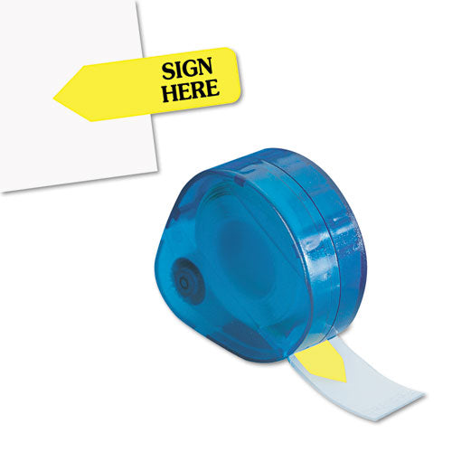 Image of Redi-Tag® Arrow Message Page Flags in Dispenser, "Sign Here", Yellow, 120 Flags/Pack