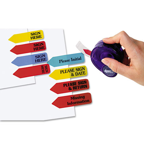 Image of Redi-Tag® Arrow Message Page Flags in Dispenser, "Sign Here", Yellow, 120 Flags/Pack