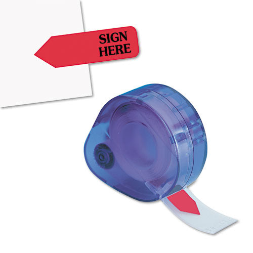 Image of Redi-Tag® Arrow Message Page Flags in Dispenser, "Sign Here", Red, 120 Flags/Pack