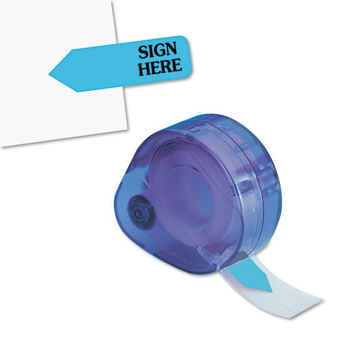 Image of Redi-Tag® Arrow Message Page Flags In Dispenser, "sign Here", Blue, 120 Flags/dispenser