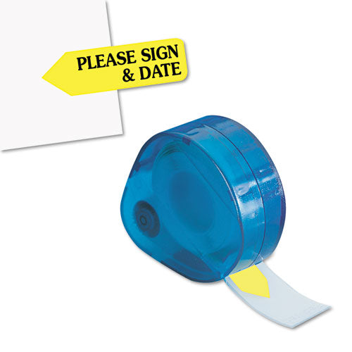 Image of Redi-Tag® Arrow Message Page Flags In Dispenser, "please Sign And Date", Yellow, 120 Flags