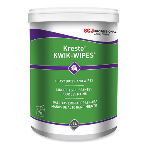 Image of SC Johnson Professional® Kresto Kwik-Wipes, Cloth, 1-Ply, 7.9 X 5.7, Citrus, White, 70/pack, 6 Packs/carton