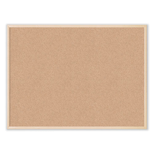 Image of U Brands Cork Bulletin Board, 48" x 36" (Actual Size: 47" x 35"), Tan Surface, Birch Finished Wood Frame