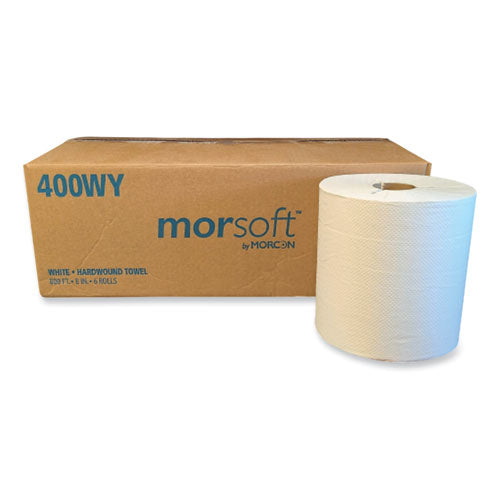 Image of Morcon Tissue Morsoft Controlled Towels, Y-Notch, 1-Ply, 8" x 800 ft, White, 6 Rolls/Carton