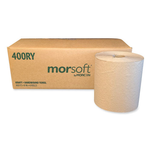 Image of Morcon Tissue Morsoft Controlled Towels, Y-Notch, 1-Ply, 8" x 800 ft, Kraft, 6 Rolls/Carton