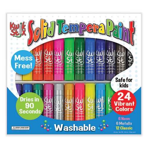 Image of TPG Creations Kwik Stick Tempera Paint, 3.5", Assorted Colors, 24/Pack