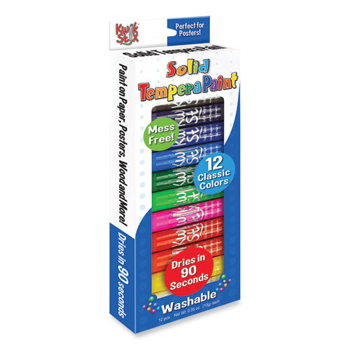 Image of TPG Creations Kwik Stick Tempera Paint, 3.5", Assorted Colors, 12/Pack