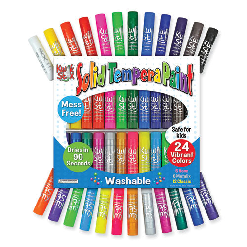 Image of TPG Creations Kwik Stick Tempera Paint, 3.5", Assorted Colors, 24/Pack
