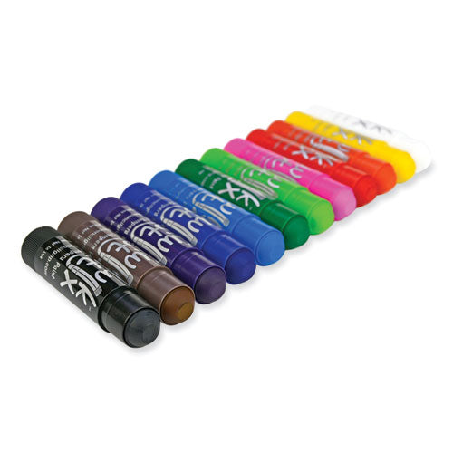 Image of TPG Creations Kwik Stick Tempera Paint, 3.5", Assorted Colors, 12/Pack