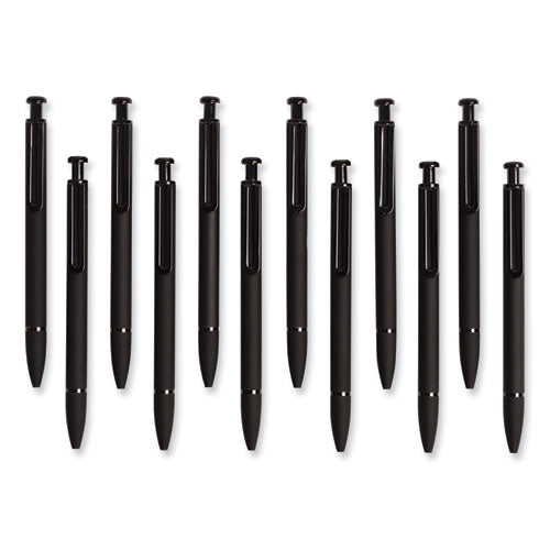 Image of U Brands Monterey Soft Touch Ballpoint Pen, Retractable, Medium 1 Mm, Black Ink, Midnight Barrel, 12/pack