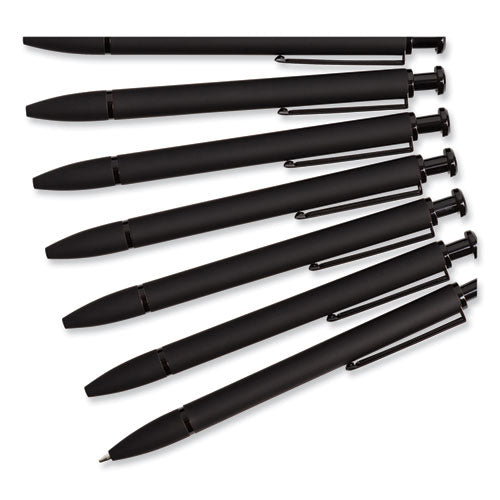 Image of U Brands Monterey Soft Touch Ballpoint Pen, Retractable, Medium 1 Mm, Black Ink, Midnight Barrel, 12/pack