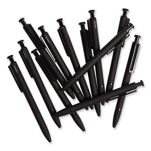 Image of U Brands Monterey Soft Touch Ballpoint Pen, Retractable, Medium 1 Mm, Black Ink, Midnight Barrel, 12/pack
