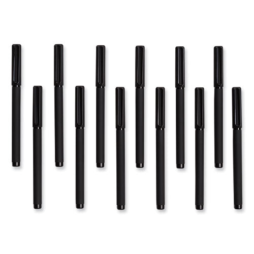 Image of U Brands Catalina Soft Touch Porous Point Pen, Stick, Fine 0.7 mm, Black Ink, Black Barrel, Dozen