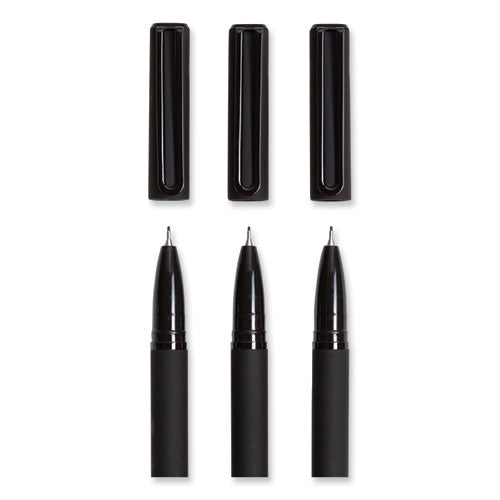 Image of U Brands Catalina Soft Touch Porous Point Pen, Stick, Fine 0.7 mm, Black Ink, Black Barrel, Dozen